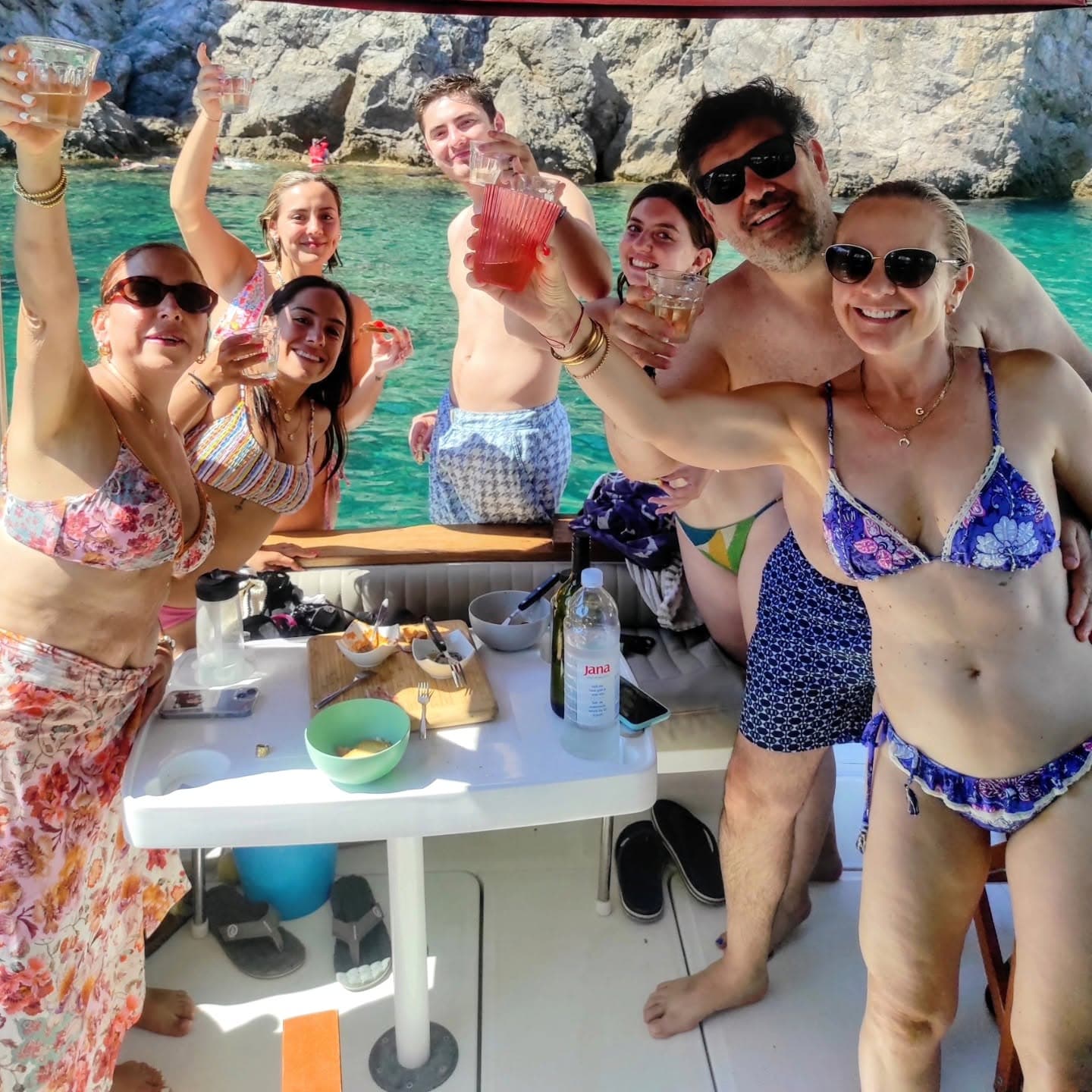 Family having drinks on mydream boat